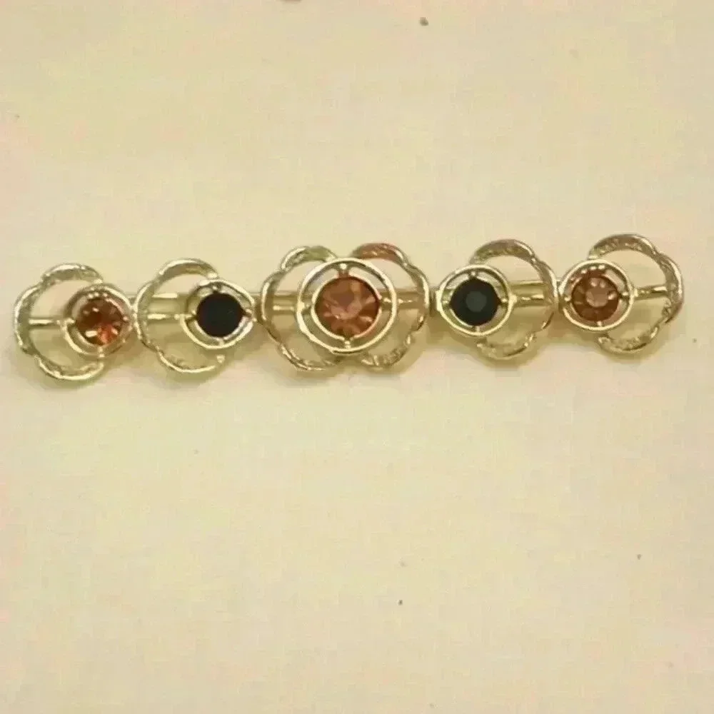 Sarah Coventry‎ Amber-Jet Bar Pin